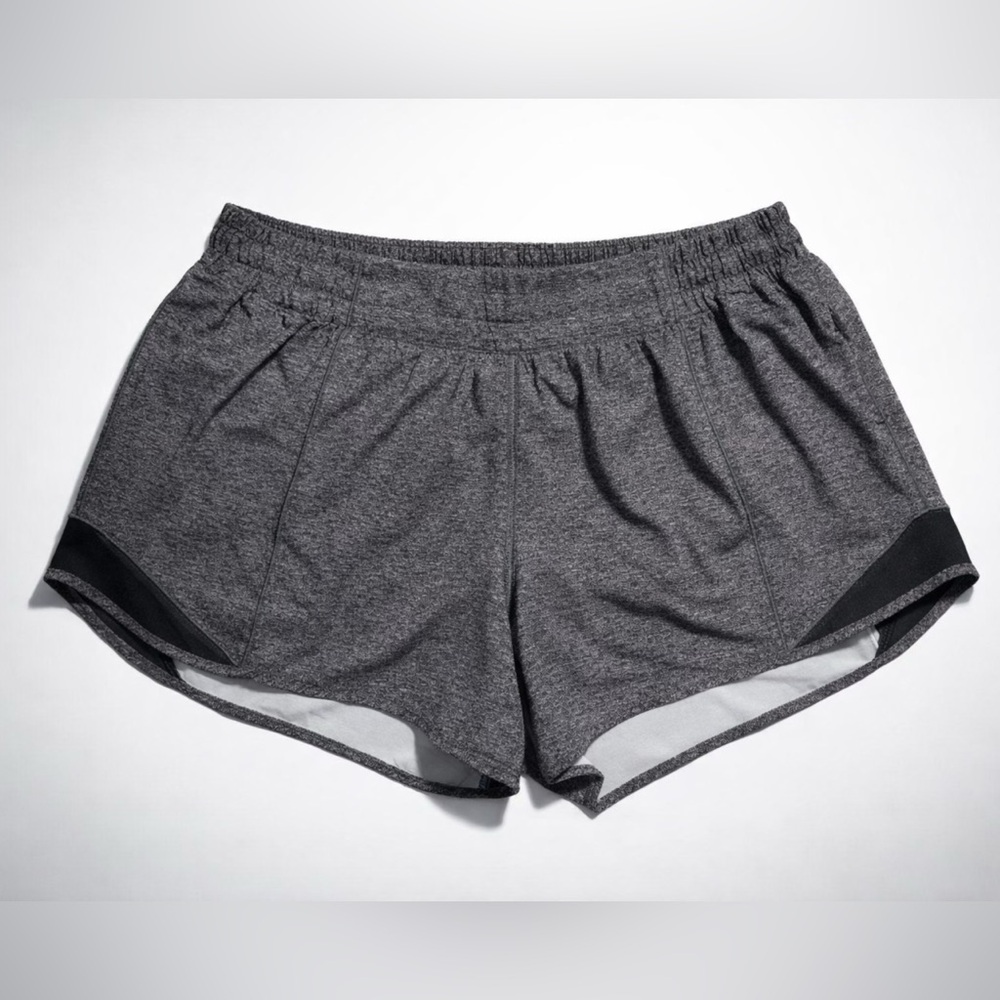 LULULEMON Track That High-Rise Lined Short 3" Heathered Graphite Grey 12